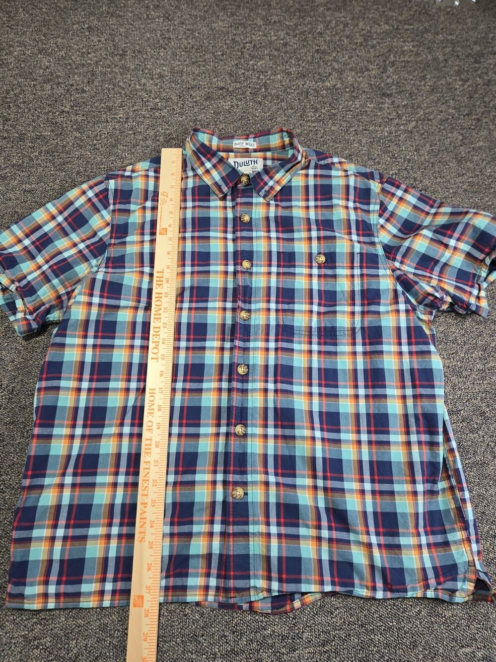Duluth Trading Mens Plaid Short Sleeve Button Down Extra Large